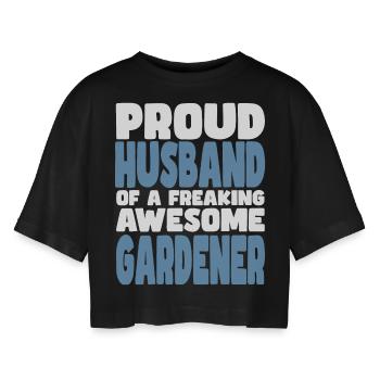 Fière épouse d’un sacré bon jardinier - T-shirt court oversize Femme - noir - Devant - AI Model Female 172 light (172cm)