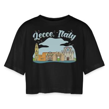 Lecce Italie Souvenir - T-shirt court oversize Femme - noir - Devant - AI Model Female 172 light (172cm)