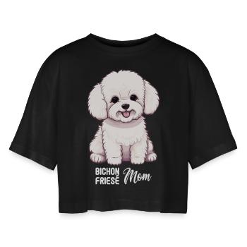 Chien Bichon Friesé - T-shirt court oversize Femme - noir - Devant - AI Model Female 172 light (172cm)