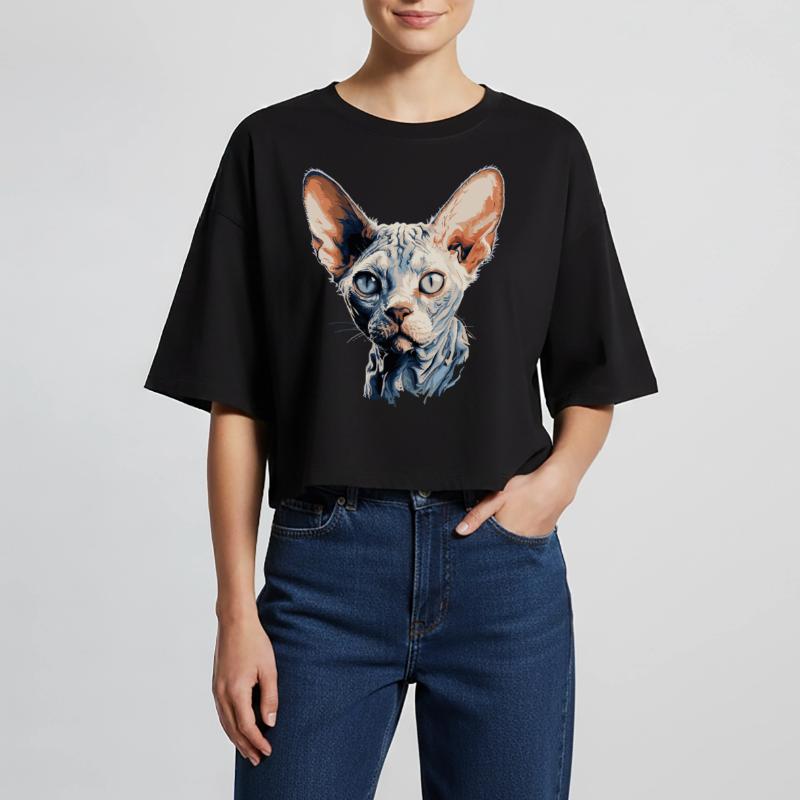 Devon Rex Kätzchen Devon Rex Katze Frauen Oversized Cropped T-Shirt