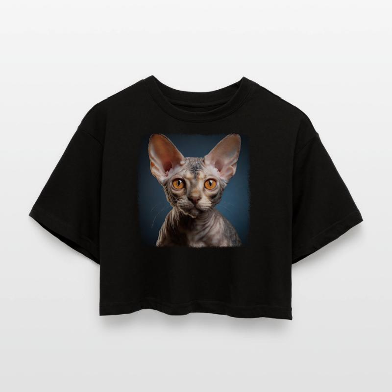 Devon Rex Kitten Devon Rex Cat Women’s Oversized Cropped T-Shirt