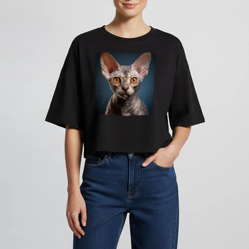 Devon Rex Kitten Devon Rex Cat Women’s Oversized Cropped T-Shirt