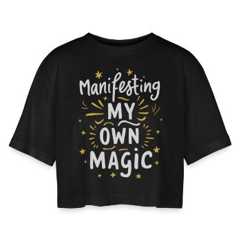 Manifester ma propre magie - T-shirt court oversize Femme - noir - Devant - AI Model Female 172 light (172cm)