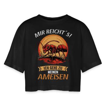 Ant Ameisen Ameise - Frauen Oversized Cropped T-Shirt - Schwarz - Vorne - AI Model Female 172 light (172cm)