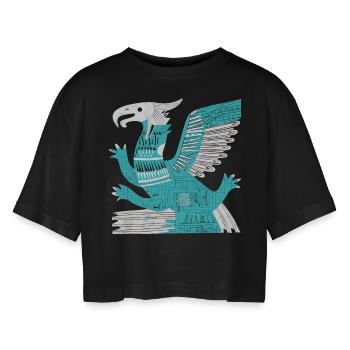 Dieu aztèque Mythologie ancienne Quetzalcoatl - T-shirt court oversize Femme - noir - Devant - AI Model Female 172 light (172cm)