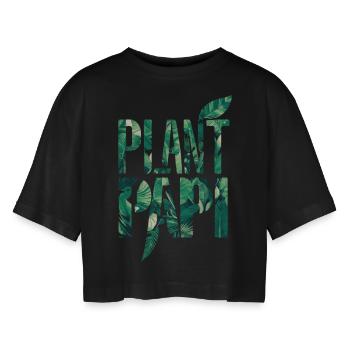 Motif de feuille de Papi pour les amoureux des plantes - T-shirt court oversize Femme - noir - Devant - AI Model Female 172 light (172cm)