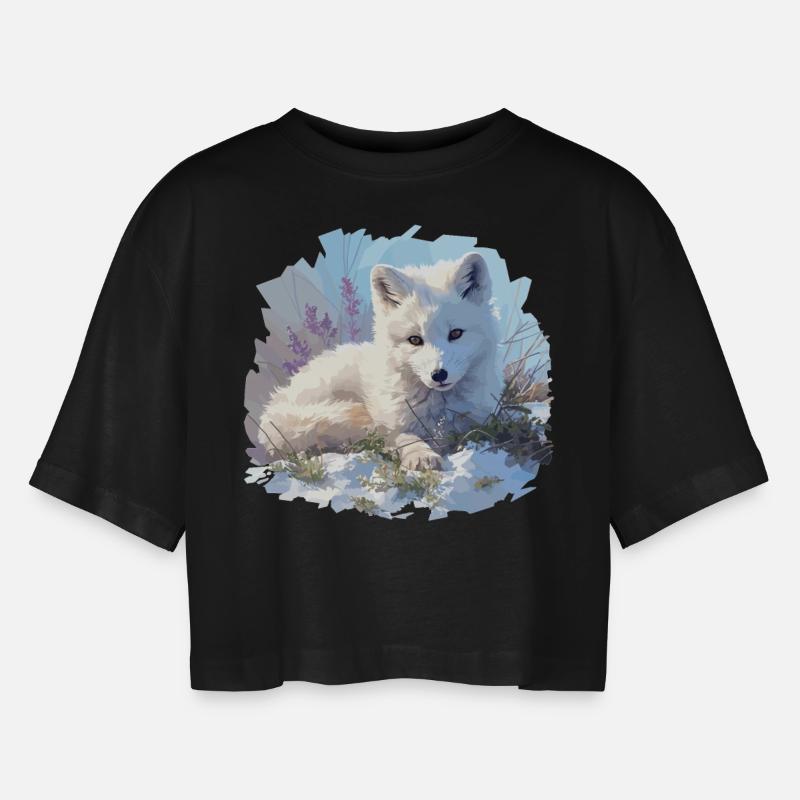 Arctic Fox Polarfüchse Polarfuchs - Women’s Oversized Cropped T-Shirt - black