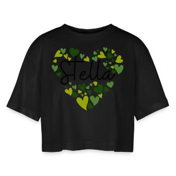 J’adore les cœurs Stella en vert - T-shirt court oversize Femme - noir - Devant - AI Model Female 172 light (172cm)