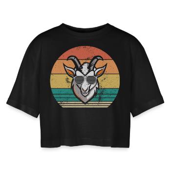 Goats - Women’s Oversized Cropped T-Shirt - black - Front - AI Model Female 172 light (172cm)