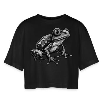Frosch Amphibie - Frauen Oversized Cropped T-Shirt - Schwarz - Vorne - AI Model Female 172 light (172cm)