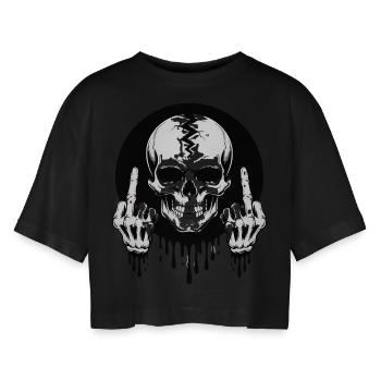 Squelette Majeur Tête de mort Symbole - T-shirt court oversize Femme - noir - Devant - AI Model Female 172 light (172cm)