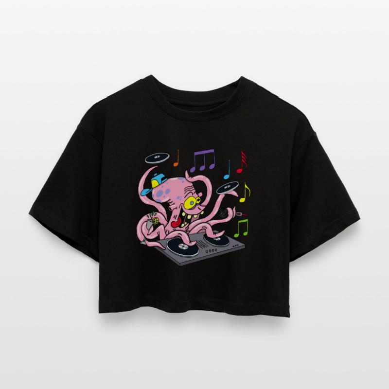Deejay Octopus Women’s Oversized Cropped T-Shirt