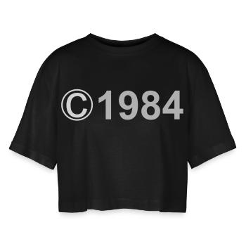 34th birthday gift copyright vintage 1984 - Women’s Oversized Cropped T-Shirt - black - Front - AI Model Female 172 light (172cm)