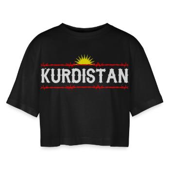 kurdistan free - Frauen Oversized Cropped T-Shirt - Schwarz - Vorne - AI Model Female 172 light (172cm)