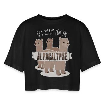 Cool alpagas Apocalypse drôle Fun dire - T-shirt court oversize Femme - noir - Devant - AI Model Female 172 light (172cm)