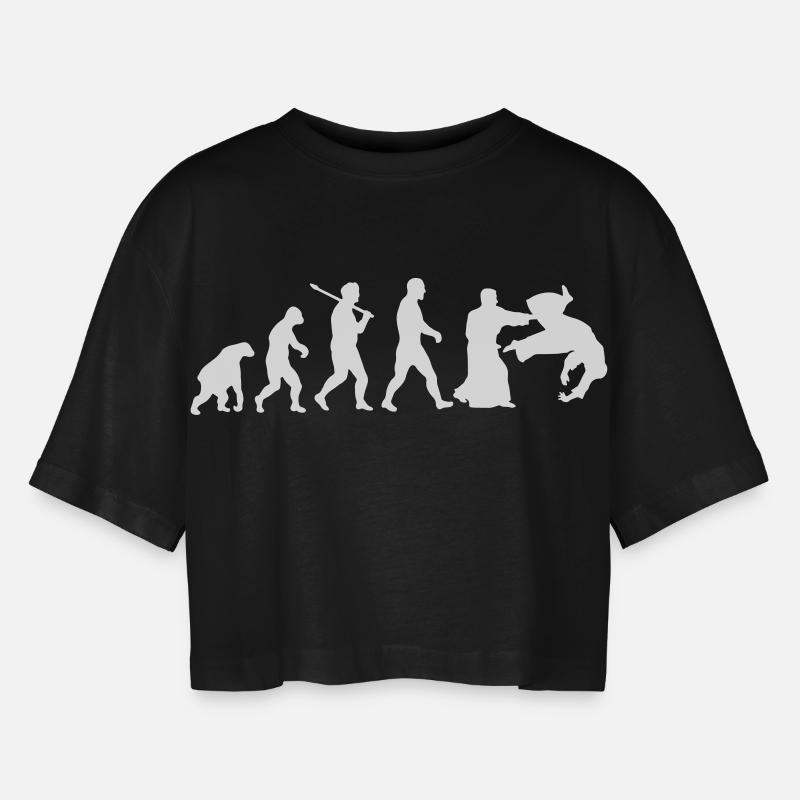 Evolution: Aïkido - Women’s Oversized Cropped T-Shirt - black