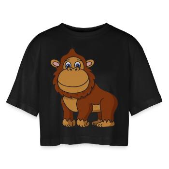 gorilla - Women’s Oversized Cropped T-Shirt - black - Front - AI Model Female 172 light (172cm)