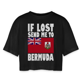 Bermuda Flagge Spruch - Frauen Oversized Cropped T-Shirt - Schwarz - Vorne - AI Model Female 172 light (172cm)