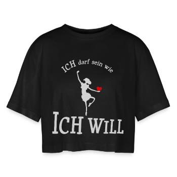 Ich darf sein wie ich will - Frauen Oversized Cropped T-Shirt - Schwarz - Vorne - AI Model Female 172 light (172cm)
