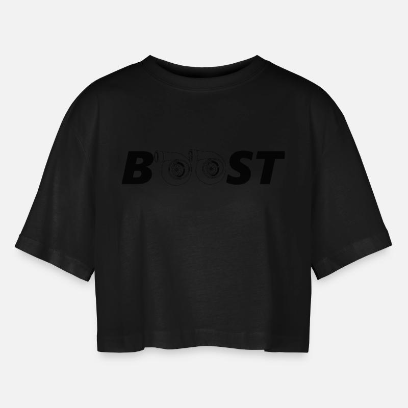 Turbo Boost - Women’s Oversized Cropped T-Shirt - black