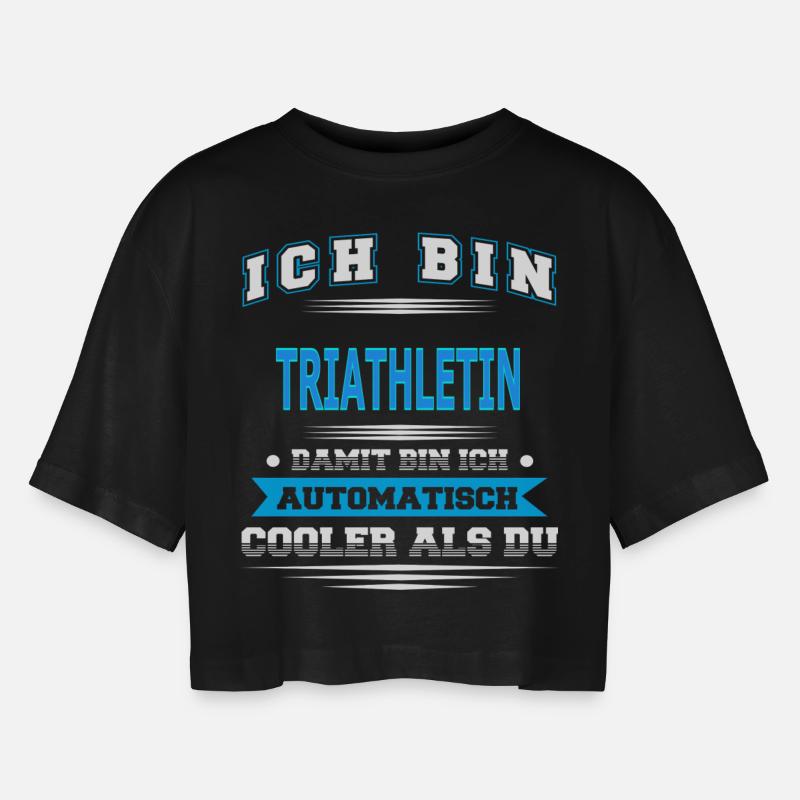 TRIATHLETIN - Frauen Oversized Cropped T-Shirt - Schwarz