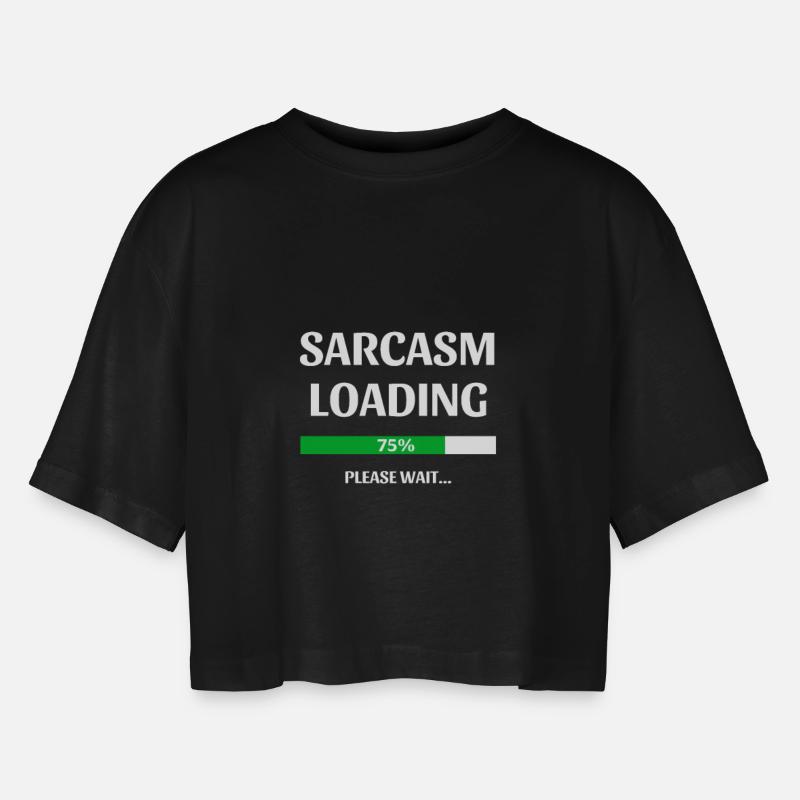 SARCASM Loading - Frauen Oversized Cropped T-Shirt - Schwarz