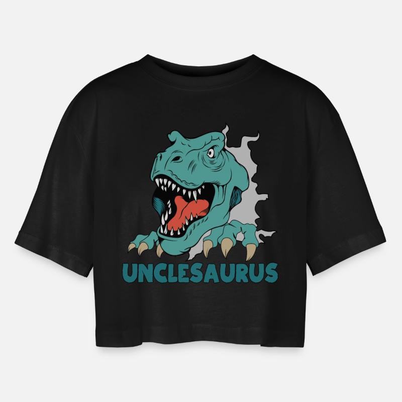 Uncle Saurus - Women’s Oversized Cropped T-Shirt - black