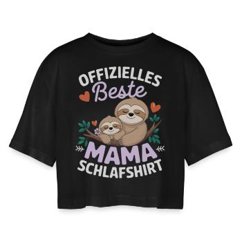 Offizielles Beste Mama Schlafshirt Mutti schlafen - Frauen Oversized Cropped T-Shirt - Schwarz - Vorne - AI Model Female 172 light (172cm)