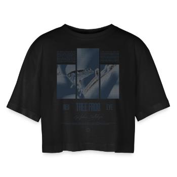 Red Eyed Tree Frog Rainforest Amphibian - Women’s Oversized Cropped T-Shirt - black - Front - AI Model Female 172 light (172cm)