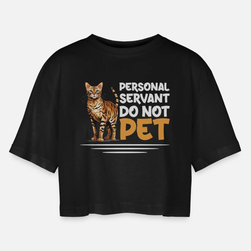 Personal servant do not caress - Women’s Oversized Cropped T-Shirt - black