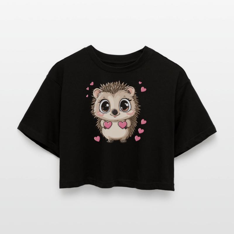 Igel mit Herzen Frauen Oversized Cropped T-Shirt