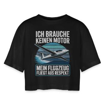 Lustiges Segelflieger Design - Frauen Oversized Cropped T-Shirt - Schwarz - Vorne - AI Model Female 172 light (172cm)