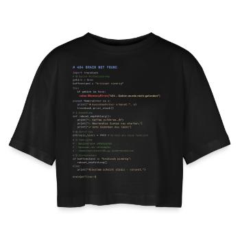 404 Brain Not Found Python Code - Frauen Oversized Cropped T-Shirt - Schwarz - Vorne - AI Model Female 172 light (172cm)
