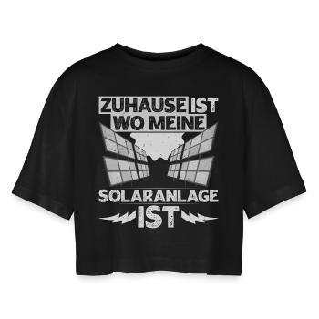 Solar ZUHAUSE IST WO MEINE SOLARANLAGE IST - Frauen Oversized Cropped T-Shirt - Schwarz - Vorne - AI Model Female 172 light (172cm)