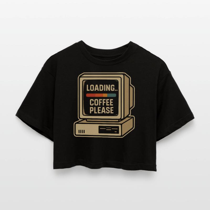 Loading Coffee Please Retro Computer Women’s Oversized Cropped T-Shirt