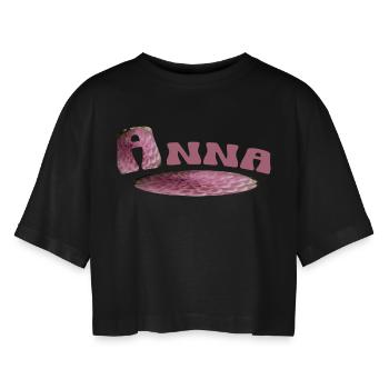 Anna First Name - Women’s Oversized Cropped T-Shirt - black - Front - AI Model Female 172 light (172cm)