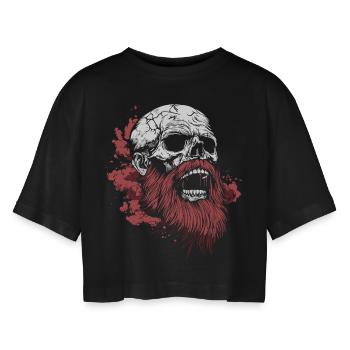Crâne barbu – Viking Rage Art - T-shirt court oversize Femme - noir - Devant - AI Model Female 172 light (172cm)