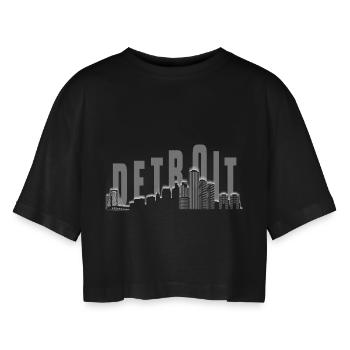 Horizon de Détroit - T-shirt court oversize Femme - noir - Devant - AI Model Female 172 light (172cm)