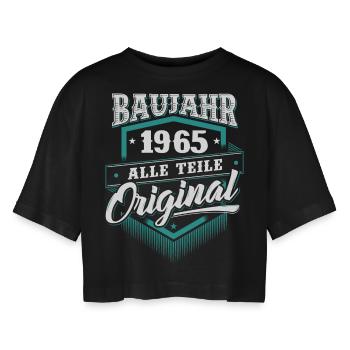 1965 Geburtsjahr Geburtstag Geburt geboren - Frauen Oversized Cropped T-Shirt - Schwarz - Vorne - AI Model Female 172 light (172cm)
