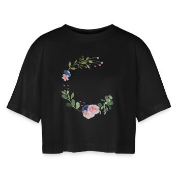 lovely_wreath_2 - T-shirt court oversize Femme - noir - Devant - AI Model Female 172 light (172cm)