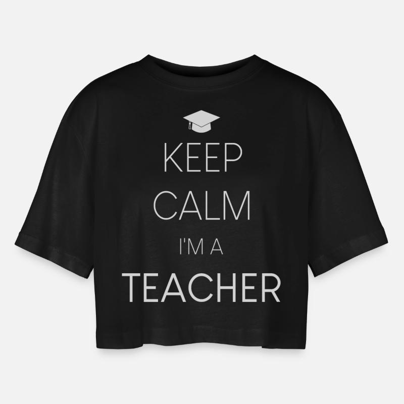 Bleib ruhig, ich bin Lehrer - Frauen Oversized Cropped T-Shirt - Schwarz