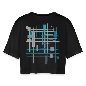 Architectuur Patronen - Vrouwen oversized cropped T-shirt - zwart - Voor - AI Model Female 172 light (172cm)