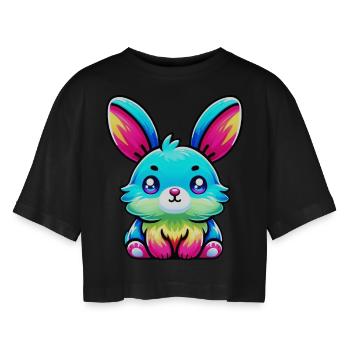 Hare - Women’s Oversized Cropped T-Shirt - black - Front - AI Model Female 172 light (172cm)