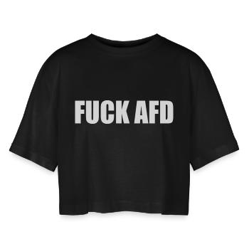 Fuck afd - Frauen Oversized Cropped T-Shirt - Schwarz - Vorne - AI Model Female 172 light (172cm)