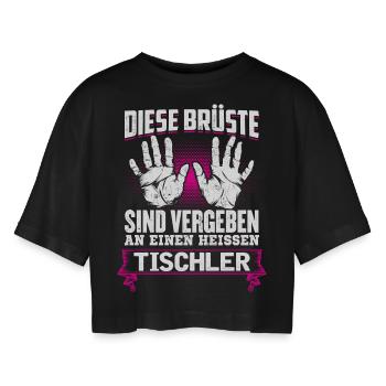 TISCHLER - Brüste - Frauen Oversized Cropped T-Shirt - Schwarz - Vorne - AI Model Female 172 light (172cm)