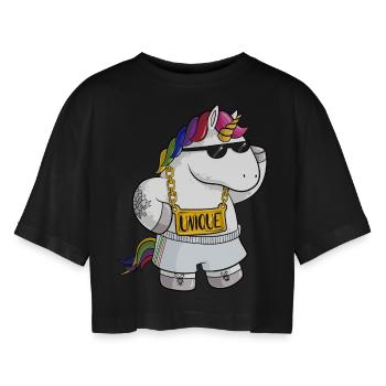 Licorne de dessin animé unique - T-shirt court oversize Femme - noir - Devant - AI Model Female 172 light (172cm)