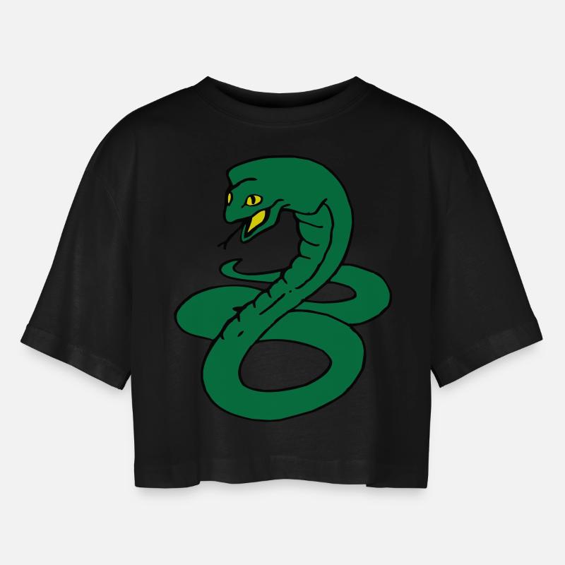 Cobra - Frauen Oversized Cropped T-Shirt - Schwarz