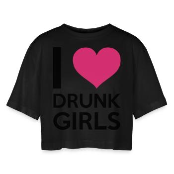 I Love Drunk Girls - T-shirt court oversize Femme - noir - Devant - AI Model Female 172 light (172cm)