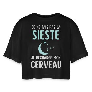 Humour sieste dormeur dormeuse - T-shirt court oversize Femme - noir - Devant - AI Model Female 172 light (172cm)