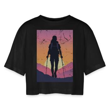 randoneuse randonnée - T-shirt court oversize Femme - noir - Devant - AI Model Female 172 light (172cm)